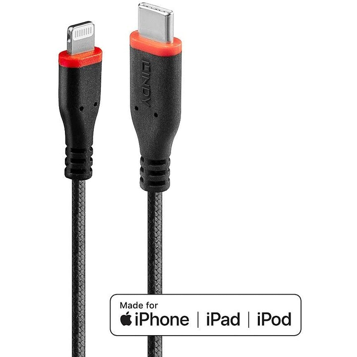 Lindy Câble renforcé USB type C vers Lightning, charge & synchro, 1m