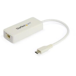 StarTech.com USB C to Gigabit Ethernet Adapter w/USB A Port - White 1Gbps NIC USB 3.0/USB 3.1 Type C Network Adapter - 1GbE USB-