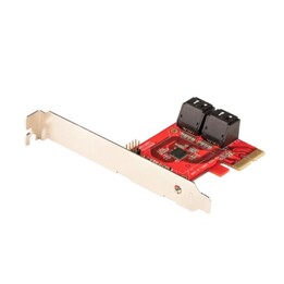 StarTech.com Placa PCIe SATA - Placa de expansão SATA PCIe de 4 portas - 6 Gbps - Suporte de baixo perfil - Conectores SATA empi
