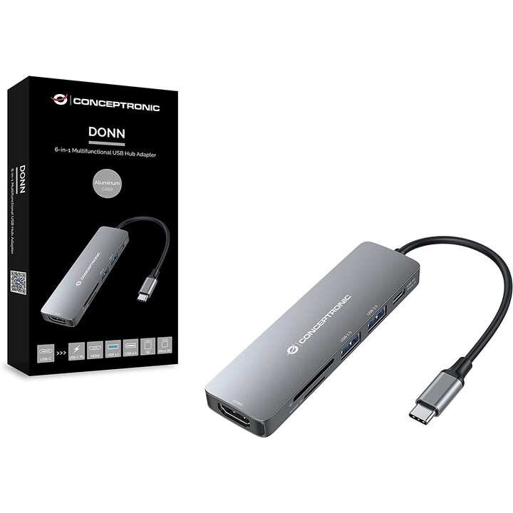 CONCEPTRONIC USB-C 6IN1 ADAPTER SD-LESEGERÄT