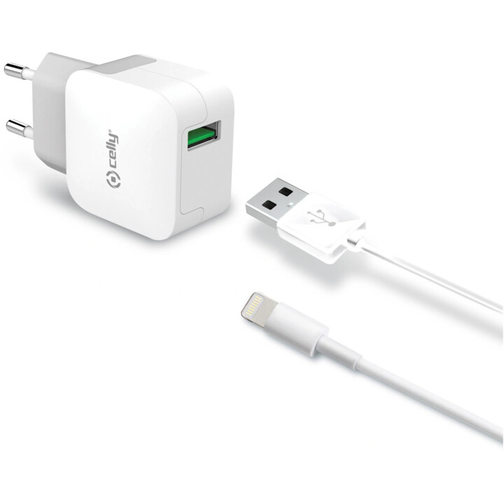 CARICATORE USB CELLY TURBO 2.4A + CAVO LIGHTNING PER LA CASA