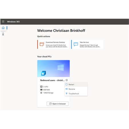 Windows 365 bus 4 vcpu 16 gb 128 gb