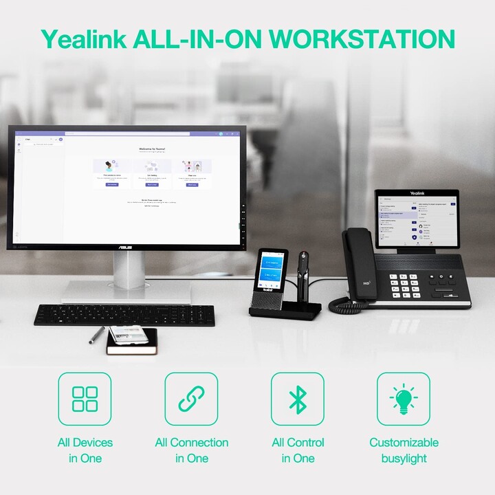 Yealink WH67 UC Auricolare Wireless A clip, A Padiglione, Passanuca Ufficio Bluetooth Base di ricarica Nero