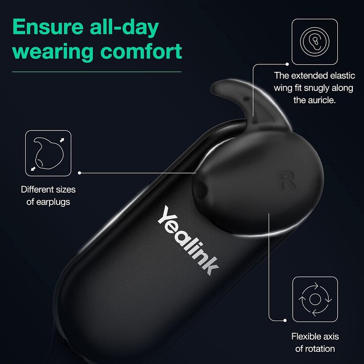 Yealink WH67 UC Auricolare Wireless A clip, A Padiglione, Passanuca Ufficio Bluetooth Base di ricarica Nero