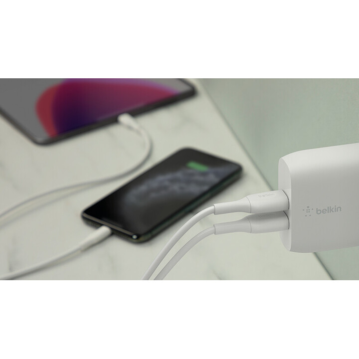 Chargeur double usb-a 1m a-ltg 24w wht