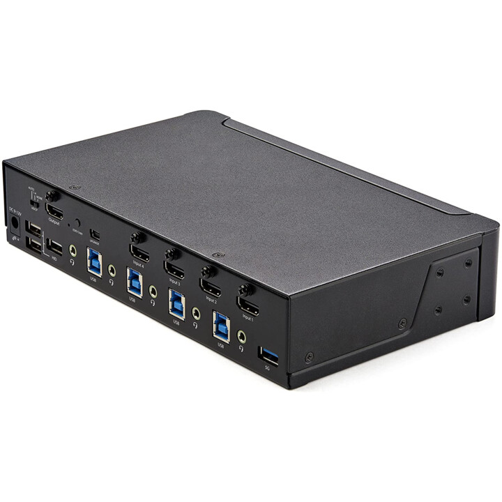 StarTech.com Comutador KVM HDMI de 4 portas - 4K 60Hz Ultra HD HDR de monitor único - Comutador KVM HDMI 2.0 de computador de se