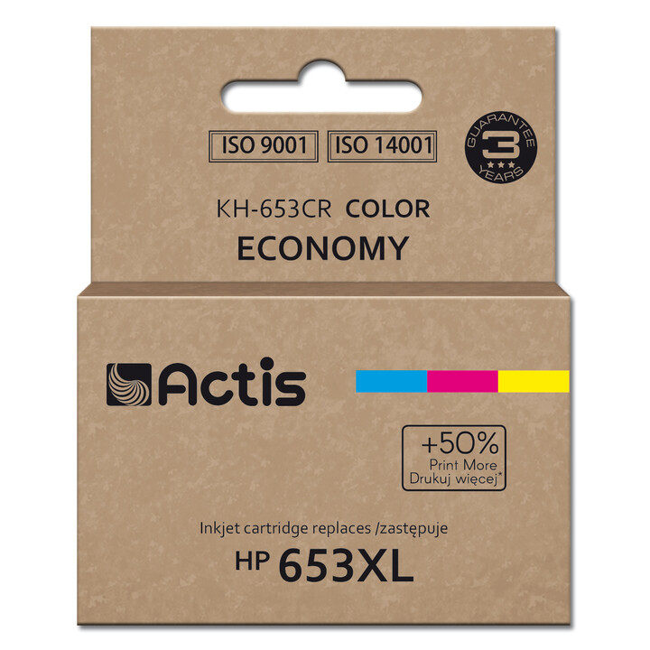 Actis KH-653CR Druckertinte, Ersatz HP 653XL 3YM74AE; Premium; 18ml; 300 Seiten; Farbe
