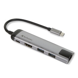 Verbatim 49141 interface hub USB 3.2 Gen 1 (3.1 Gen 1) Type-C 1000 Mbit/s Black,Silver