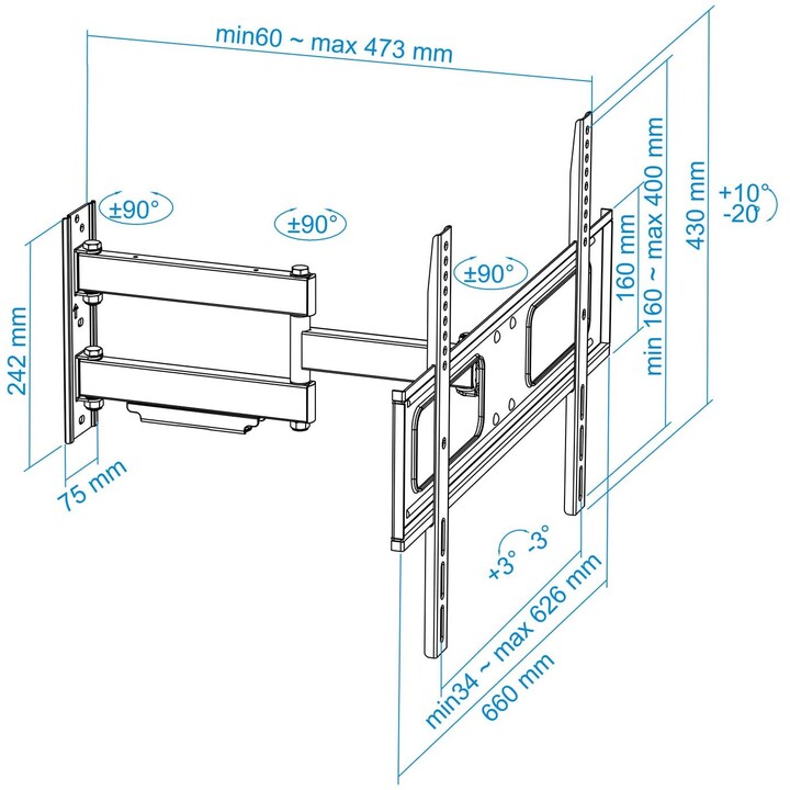 Soporte pantallas 37-70 gira/incl.n