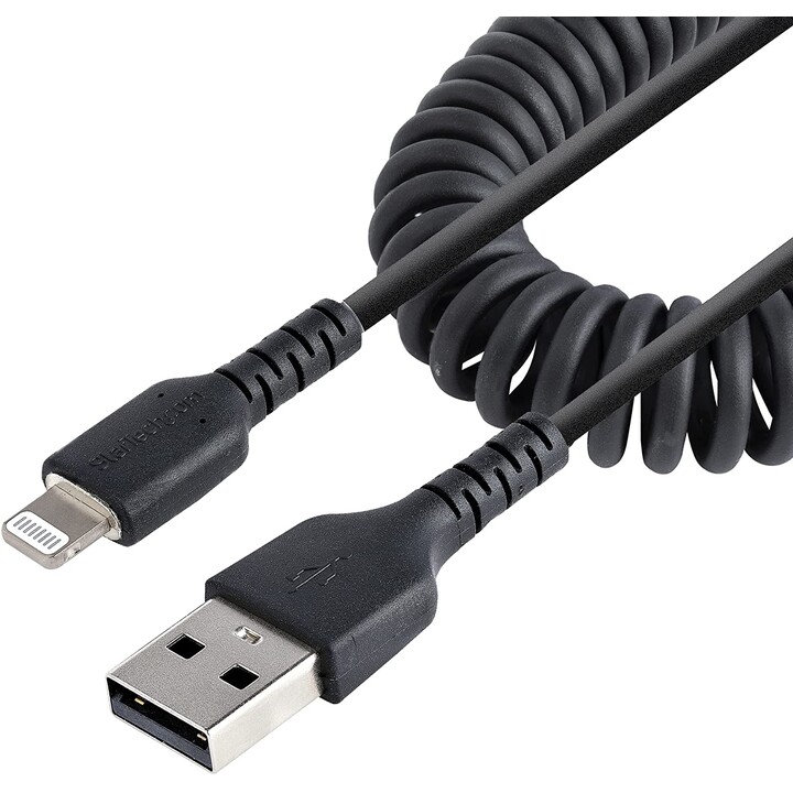 StarTech.com RUSB2ALT50CMBC cable USB-A a Lightning espiralado 50 cm MFi negro