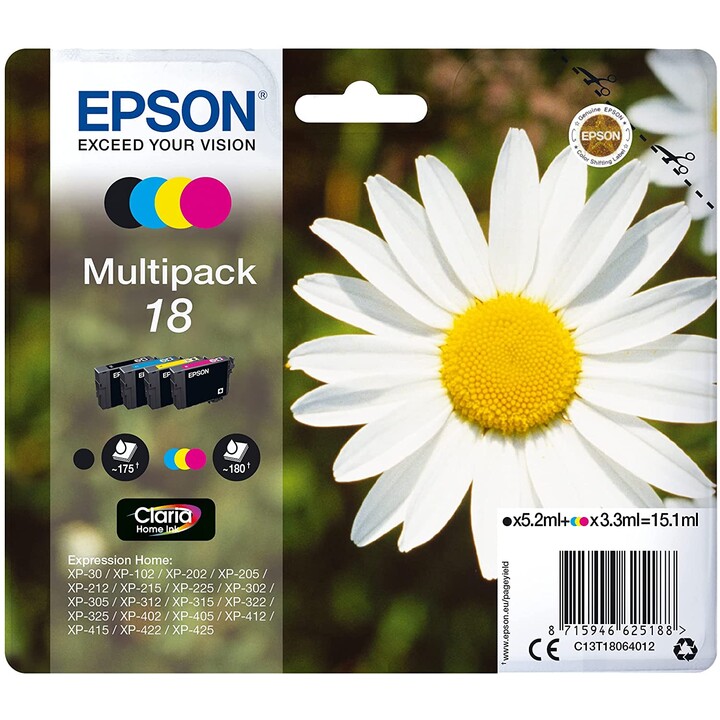 Epson Multipack 18 - 4 Farben Schwarz /Cyan/Gelb/Magenta