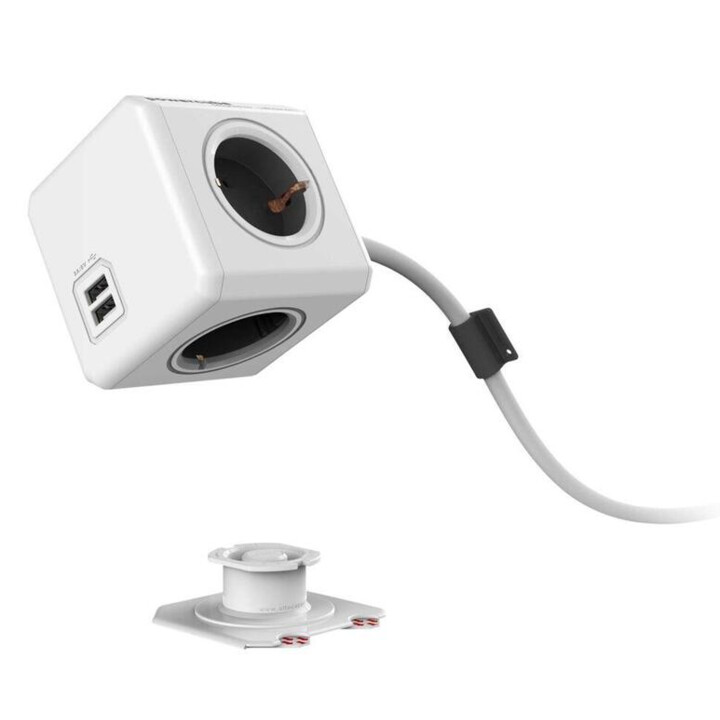 POWERCUBE PLUG EXTENDED USB 1.5M GRAU 1406GY/DEEUPC