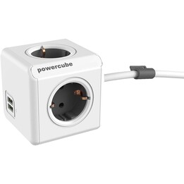 POWERCUBE PLUG EXTENDED USB 1.5M GRAU 1406GY/DEEUPC