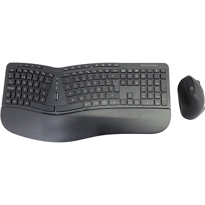 TECLADO SEM FIO CONCEPTRONICO ERGONÔMICO + MOUSE
