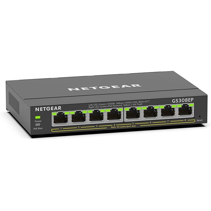 NETGEAR GS308EP-100PES switch Ethernet Gigabit PoE+ a 8 porte nero