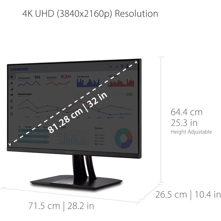 ViewSonic ColorPro VP3256-4K (32") 81,3cm LED-Monitor (4K UHD, 3840x2160, 5ms, 350 cd/m², IPS, HDMI, DisplayPort, USB-C)