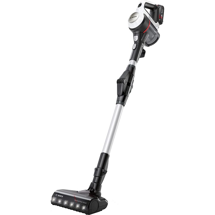 Bosch BBS711W aspirateur balai et balai électrique Sans sac 0,3 L Noir, Acier inoxydable, Blanc