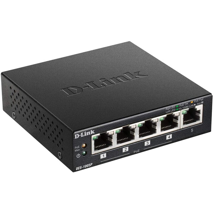 D-Link DES-1005P Interruttore Nero