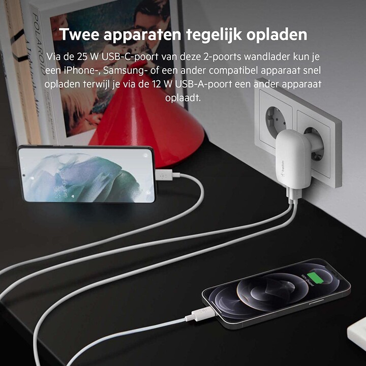 Carregador duplo 37w-25w usb-c pd + 12w
