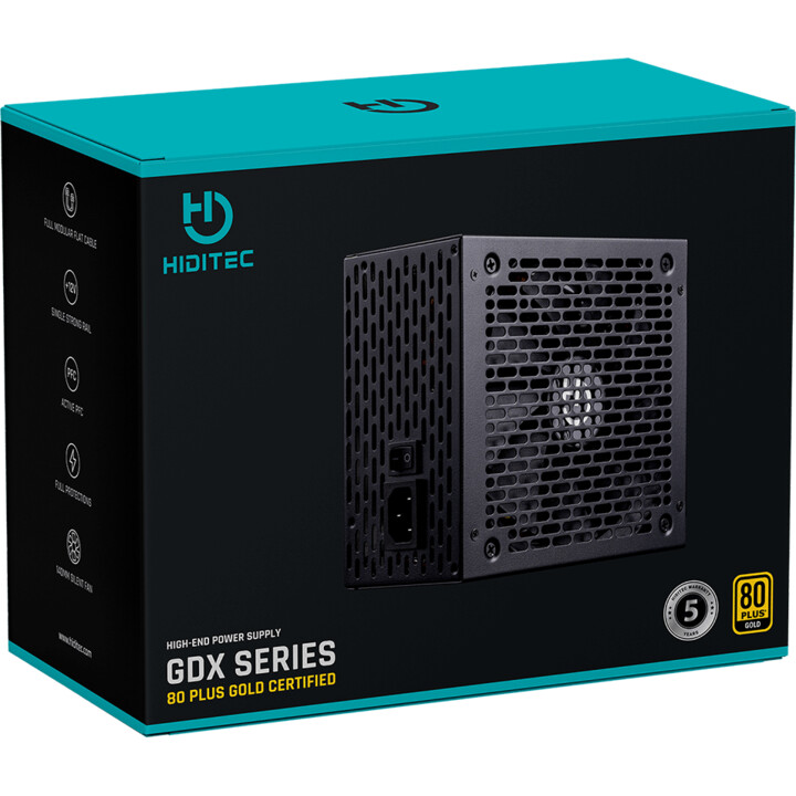 Hiditec GDX750 Alimentation/ 750W/ Ventilateur 14cm/ 80 Plus Or