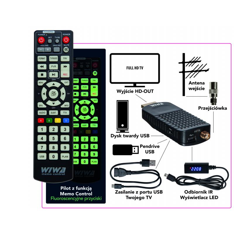 WIWA TUNER DVB-T/T2 H.265 MINI LED - Imagen 1