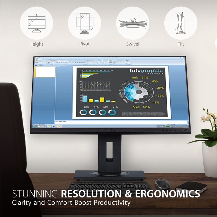 Monitor LED ViewSonic VG2748A-2 (27") de 68,58 cm (Full HD, 1920 x 1080, IPS, 5ms, HDMI, DisplayPort, VGA, USB)