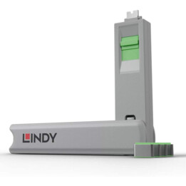 LINDY 40426 USB-C-Portblocker 1 Schlüssel und 4 Sperren grün