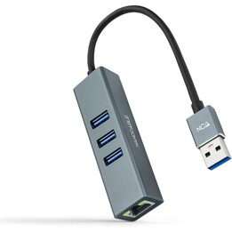 Hub USB 3.0 Nanocavo 10.03.0407/ 3 porte USB/ 1 RJ45/ Grigio