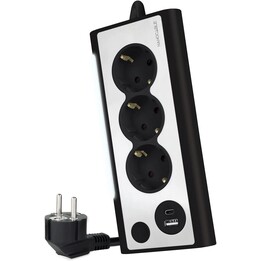 Regleta con Interruptor Nanocable 10.37.0013-BK/ 3 Tomas de Corriente/ 1 USB/ 1 USB Tipo C/ Negro