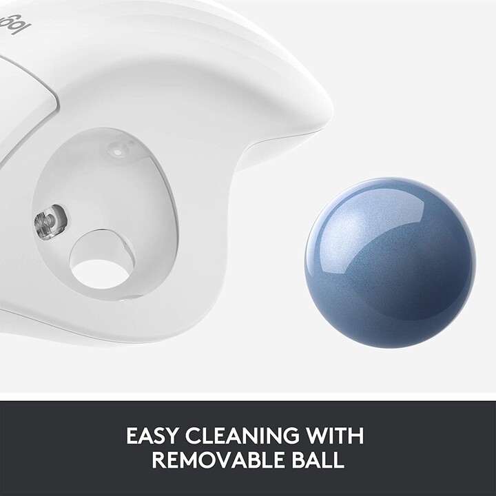 Trackball inalámbrico Logitech ERGO M575 (menos movimiento, por lo tanto más comodidad, blanco)