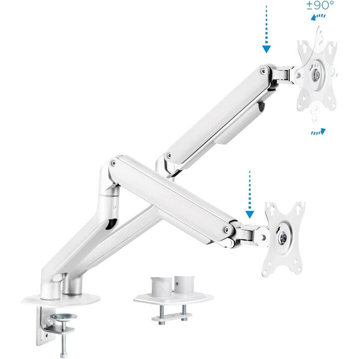 Supporto Tavolo Monitor/Tv Tooq Db4132Tnr-W 17''/32'' Max.9Kg Bianco 2 Bracci