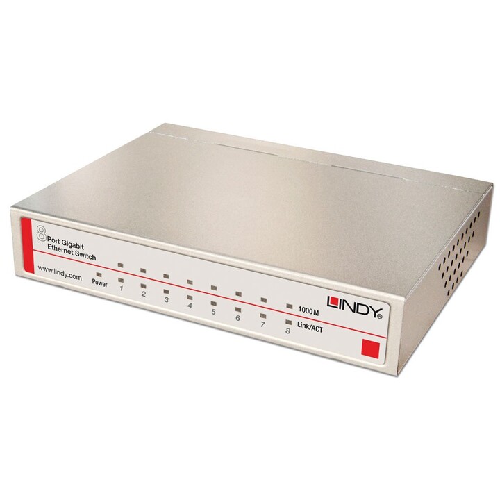 Lindy 8 Port Gigabit Ethernet Desktop Switch negro