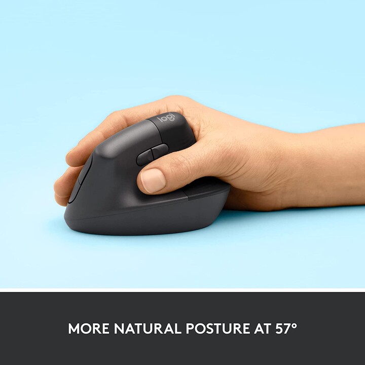 Logitech Lift ergonomische vertikale MausfürRechtshänder (kabellos, grafit)