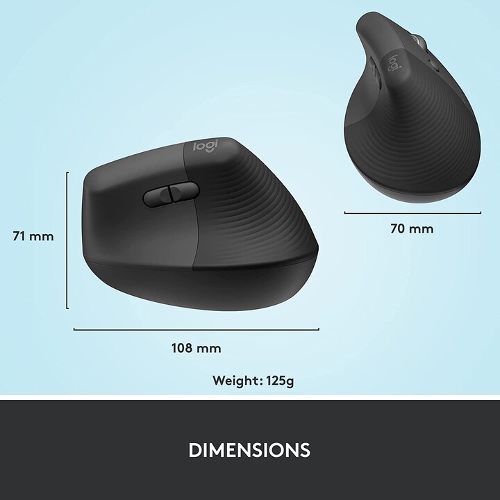Logitech Lift ergonomic right-handed vertical mouse (wireless, graphite)