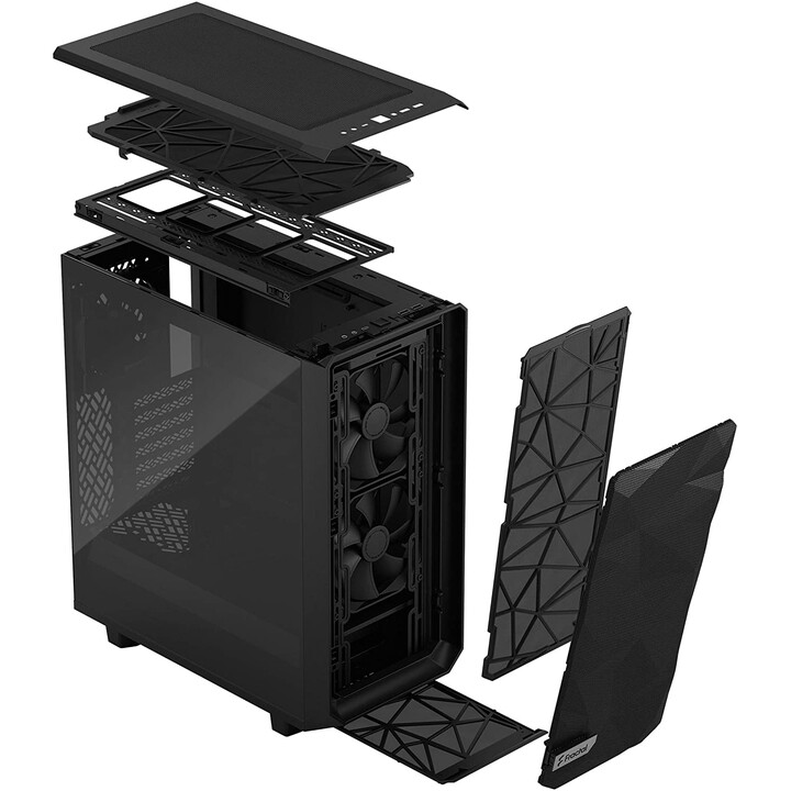Fractal Design Meshify 2 Compact - Schwarz / Light Gehärtetes Glas (Gehäuse, Midi-Tower, Glasfenster)