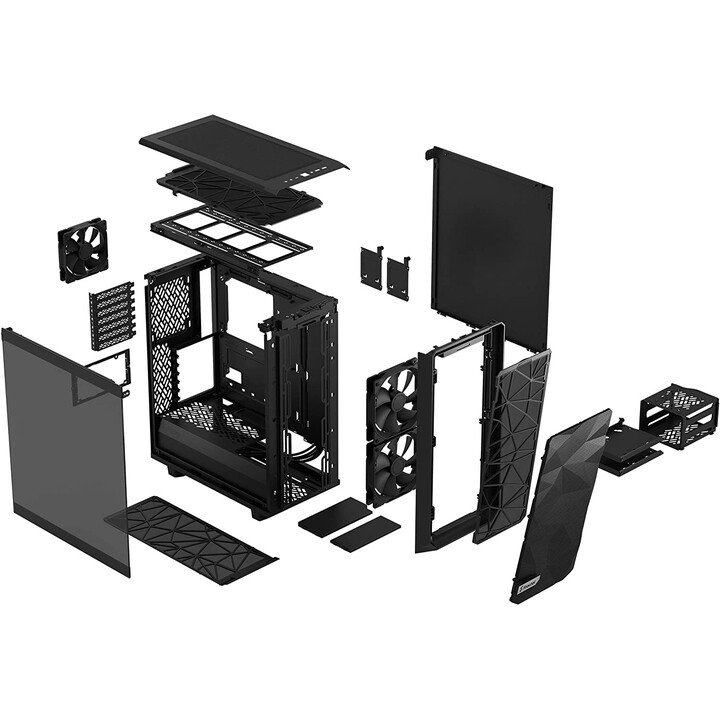 Fractal Design Meshify 2 Compact - negro / Vidrio templado claro (carcasa, torre midi, ventana de vidrio)