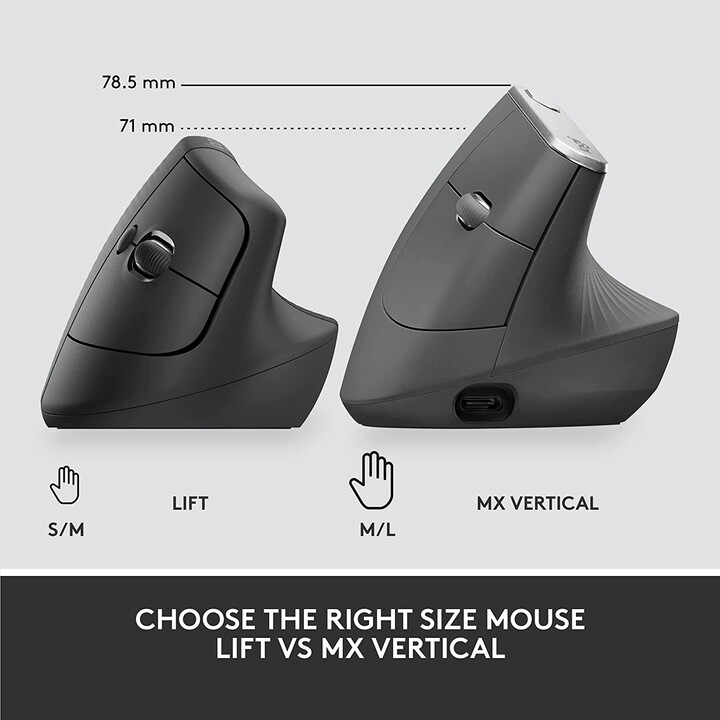 MOUSE LOGITECH VERTICAL WIRELESS LIFT FOR BUSINESS GRAPHITE
