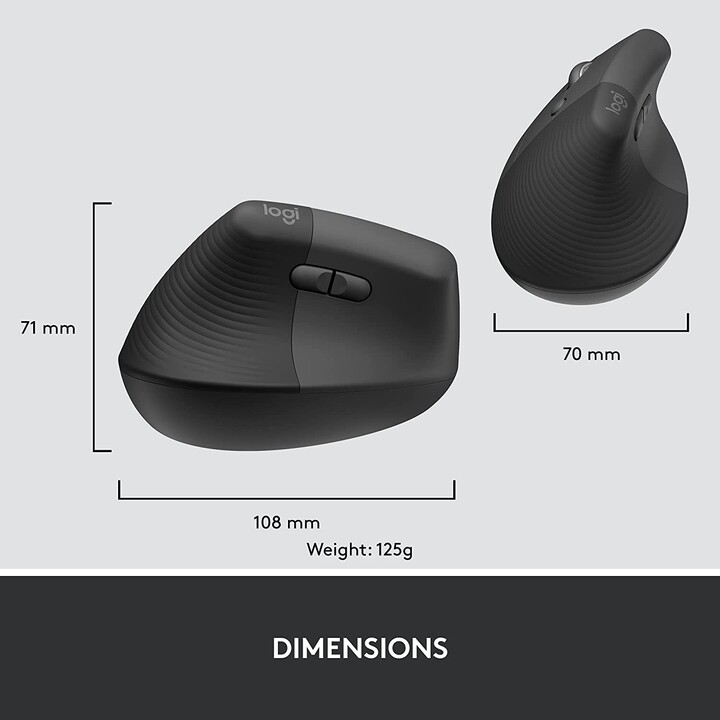 MOUSE LOGITECH VERTICAL WIRELESS LIFT FOR BUSINESS LEFT GRAPHITE