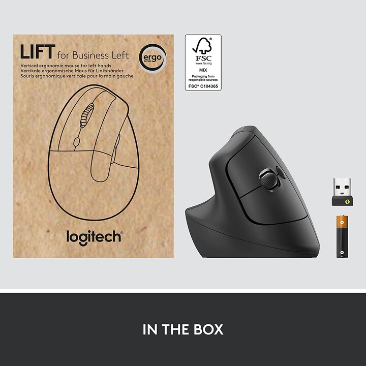 MOUSE LOGITECH VERTICAL WIRELESS LIFT FOR BUSINESS LEFT GRAPHITE
