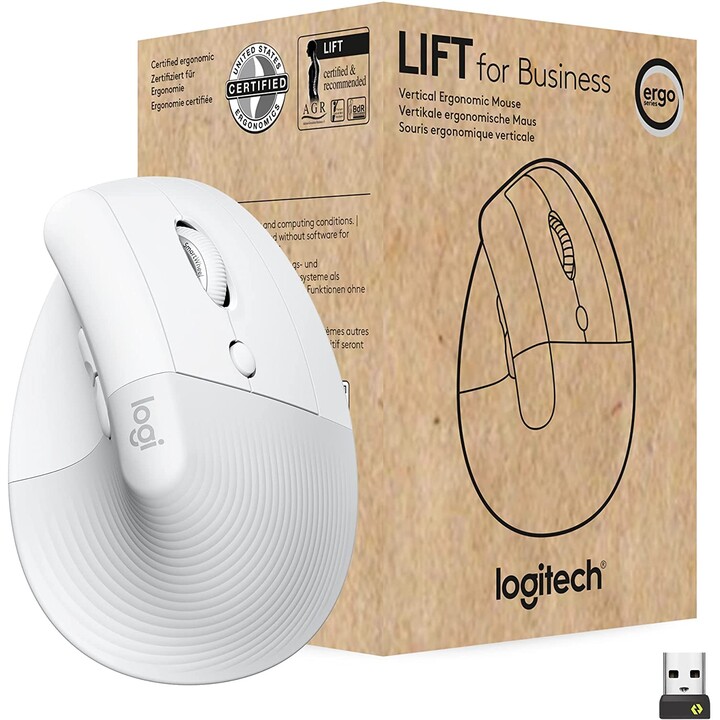 MOUSE LOGITECH ELEVADOR SEM FIO VERTICAL PARA NEGÓCIOS BRANCO