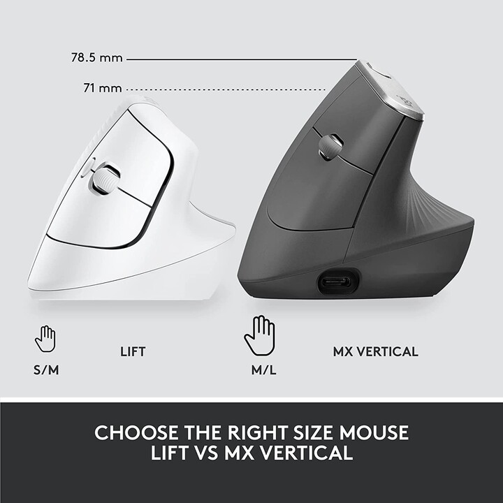 MOUSE LOGITECH SOLLEVATORE WIRELESS VERTICALE PER BUSINESS BIANCO