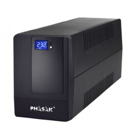 Phasak SAI Línea Interactiva 600 VA LCD/ 600VA/ 2 Salidas/ Formato Torre Negro