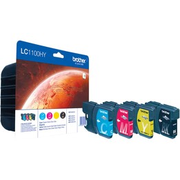 Brother Original Tintenpatrone LC-1100XL Multipack mit hoher Kapazität/Cyan/Magenta/Gelb/ Schwarz