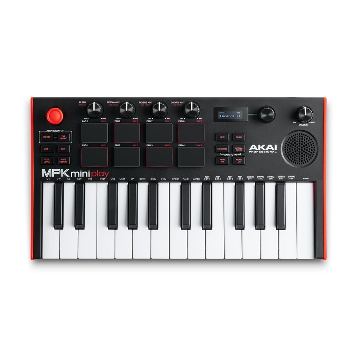 AKAI MPK Mini Play MK3 Clavier de contrôle Contrôleur MIDI USB Noir, Rouge