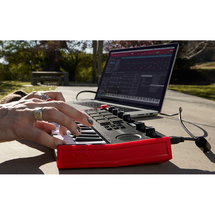 AKAI MPK Mini Play MK3 Clavier de contrôle Contrôleur MIDI USB Noir, Rouge