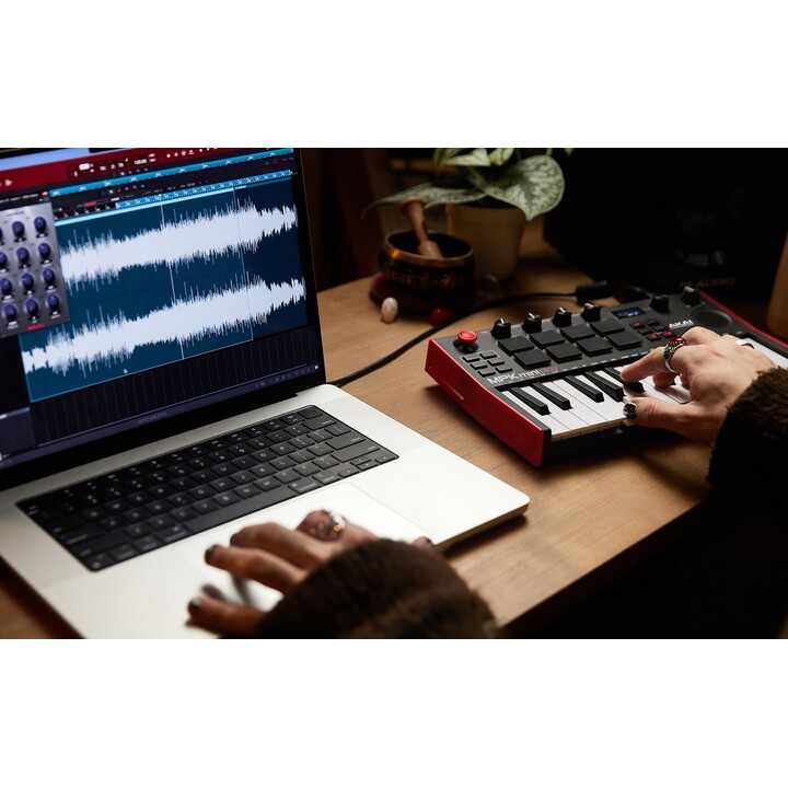 AKAI MPK Mini Play MK3 Steuerungstastatur Kontroler MIDI USB Schwarz , Rot
