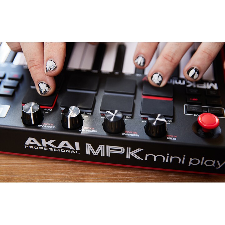 AKAI MPK Mini Play MK3 Clavier de contrôle Contrôleur MIDI USB Noir, Rouge