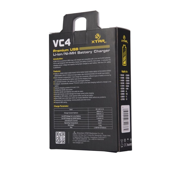 Caricabatterie XTAR VC4SL a Li-ion / Ni-MH / Ni-CD 18650