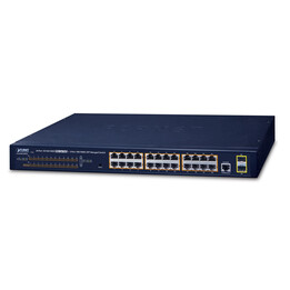PLANET GS-4210-24P2S switch Gestionado L2/L4 Gigabit Ethernet (10/100/1000) Energía sobre Ethernet (PoE) 1U Azul