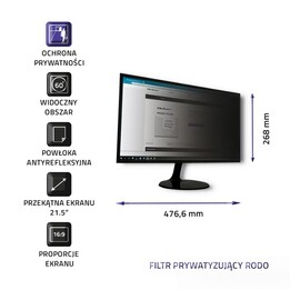 Qoltec 51055 Filtro privacy 21,5" | 16:9